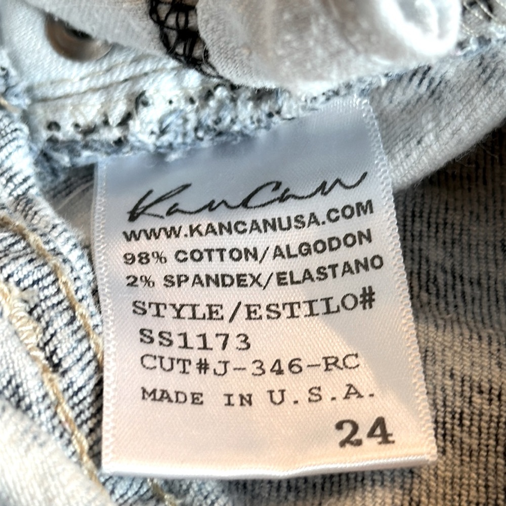 KanCan SS1173 Womens 24 High Rise Acid Wash Distressed Frayed Denim Shorts - Picture 7 of 11